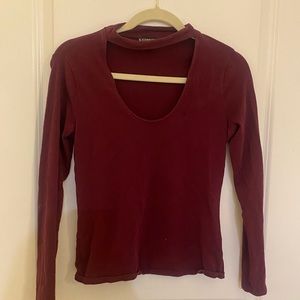 Express size M maroon cutout top